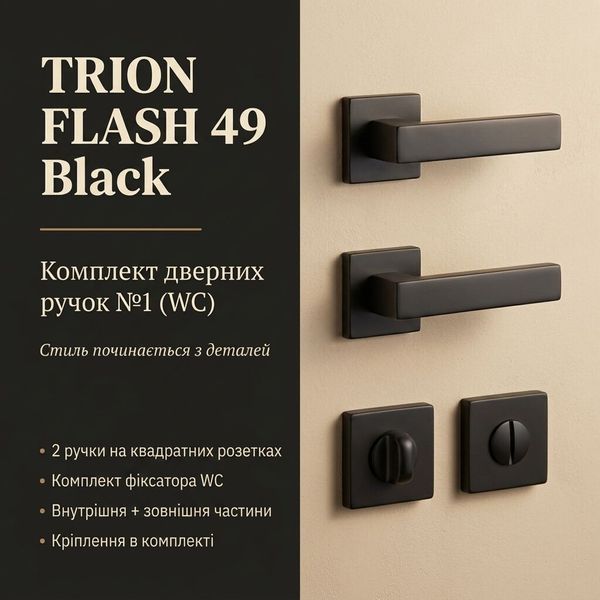​Комплект дверних ручок TRION FLASH 49 Black &mdash; №1 (WC) 2500000024818 фото