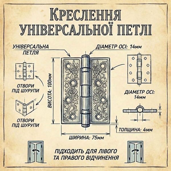 Дверна петля карткова врізна Trion-4x3x4-4BB-DAB 558949372 фото