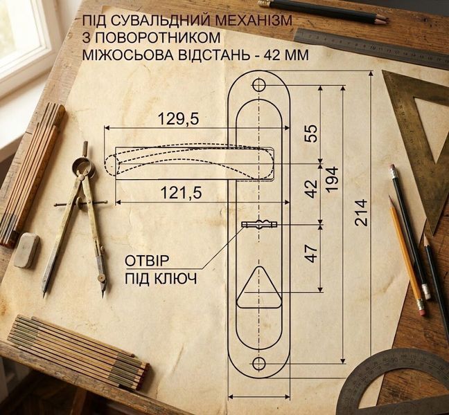 Комплект дверних ручок на планці TRION POLIS-HP-42.01-S-C ліва 607686169 фото