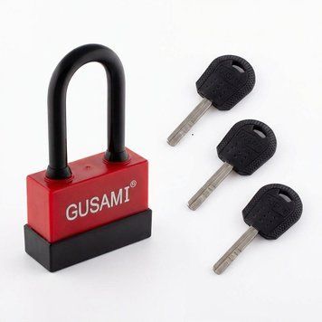 Замок навісний вологостійкий довга дужка GUSAMI 55 мм 3 ключі 16-48-001 фото