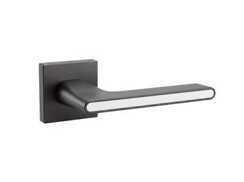 Комплект дверних ручок на квадратній розетці алюміній TRION RADIANT AL-49 Black/White 9658542799798146 фото