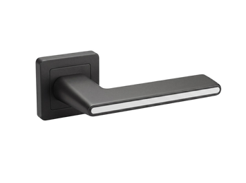 Комплект дверних ручок на квадратній розетці алюміній TRION RADIANT AL-74 Black/White 9658542799798143 фото
