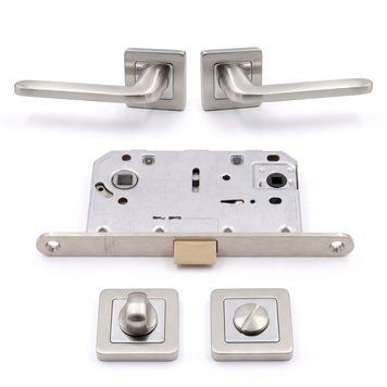 Комплект дверних ручок TRION STRONG AL-74 SN/CP &mdash; №3 (Мех. WC) 2500000022777 фото