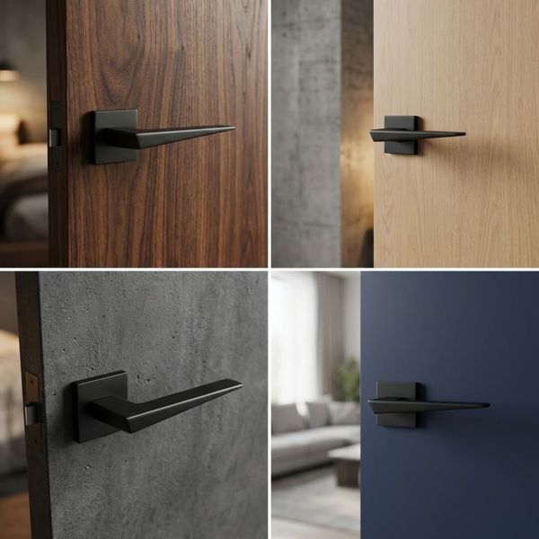 Комплект дверних ручок на квадратній розетці ZAMAK TRION GALAXY 49 Black 9658542799798100 фото
