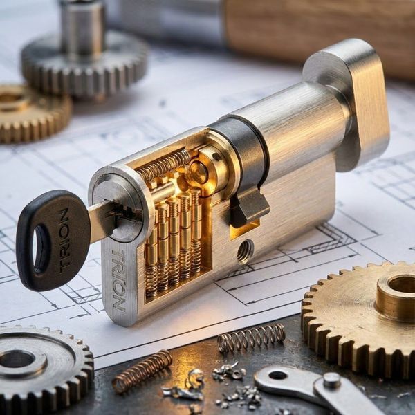 Циліндровий механізм TRION BRASS 80mm(35T+45) NP COMPUTER KEYS KNOB 965854279890 фото
