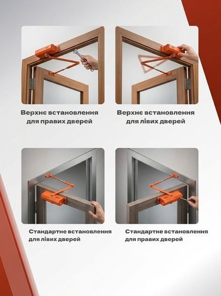 Дотягувач дверний універсальний зі стандартною тягою RYOBI *9900 9903 (EN_2/3 до_65кг 965мм) срібло RYO7000005185 фото